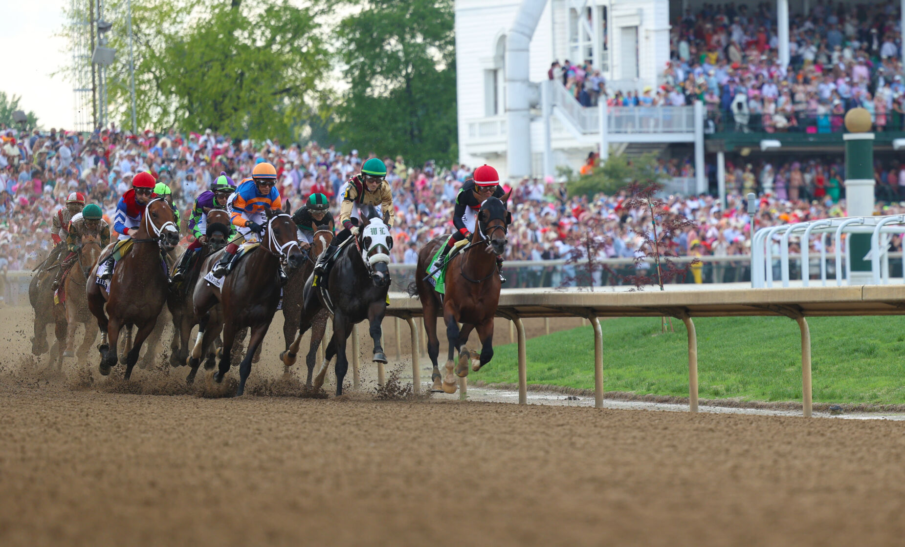 Horses reach First Turn at Kentucky Derby 150.JPG